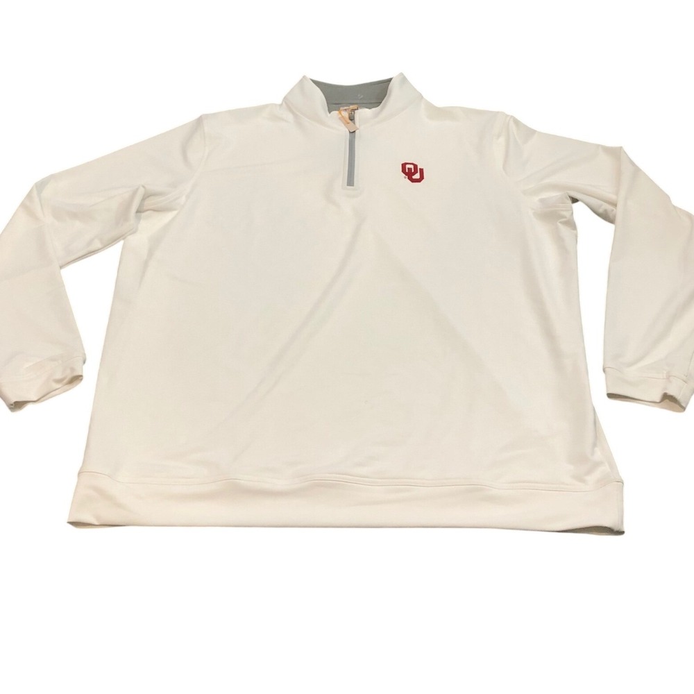 Peter Millar Quarter Zip Pullover Mens XXL White Oklahoma Sooners‎ OU ME0EK40